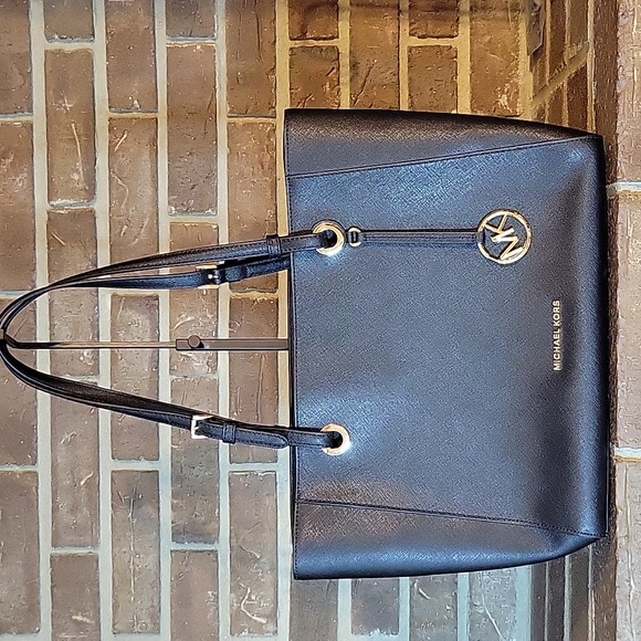 MICHAEL KORS WALSH MEDIUM LEATHER CARRYALL TOTE BAG BLACK - Picture 1 of 13